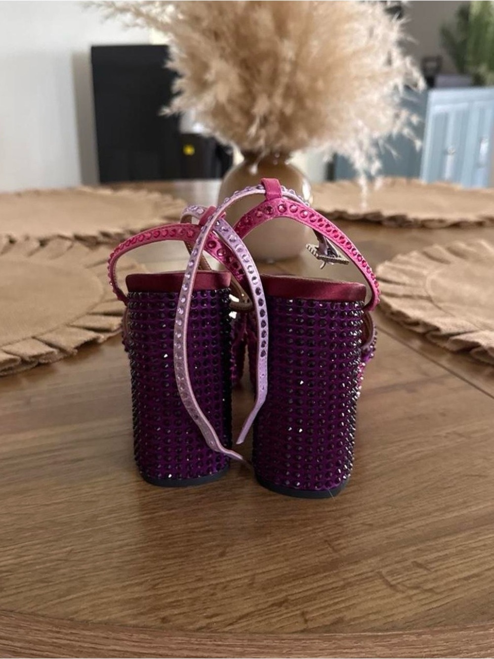 Kurt Geiger Purple and Pink Rhinestone Block Heel Sandals